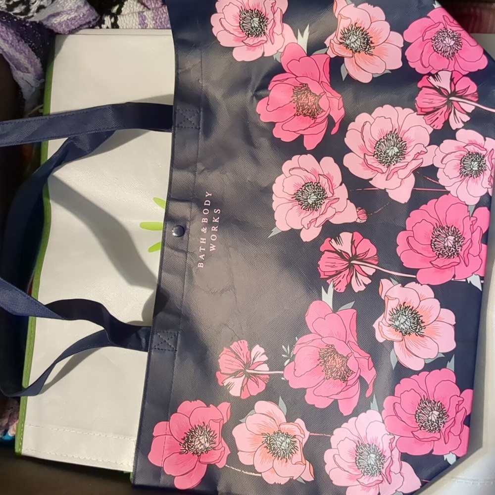 Bath & Body Works Mothers Day Spring 2020 Floral Tote *Tote Only* Navy Blue